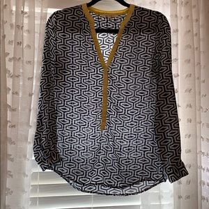 Navy blue, white & yellow blouse